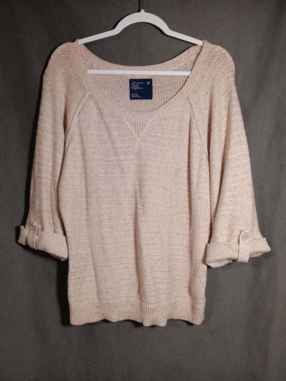 American Eagle Outfitters 3/4 Sleeve Light Pink Sweater Women's XL